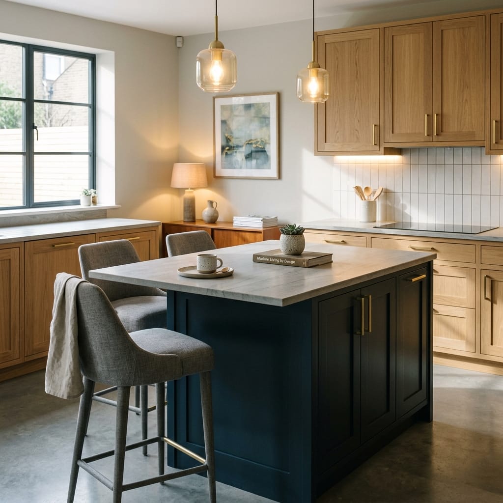 square1_800x800-402 Bespoke kitchen island detail, timber veneer slab-door cabinetry with quality joinery