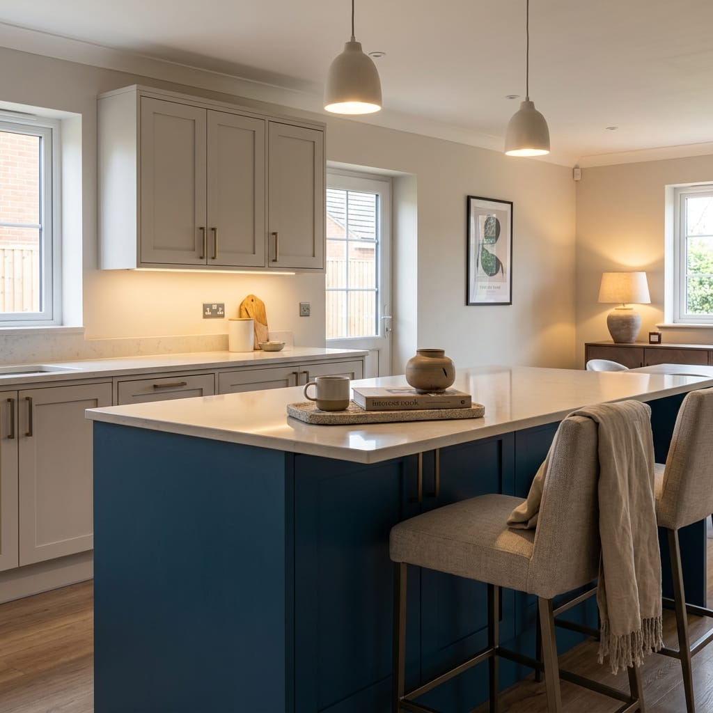 square1_800x800-419 Bespoke kitchen island detail, timber veneer slab-door cabinetry with quality joinery