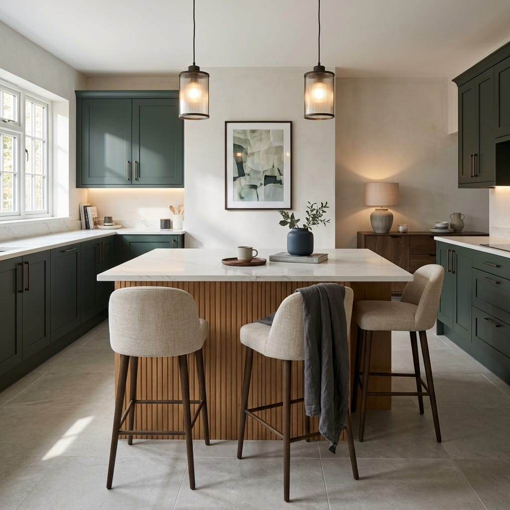 square1_800x800-422 Bespoke kitchen island detail, timber veneer slab-door cabinetry with quality joinery