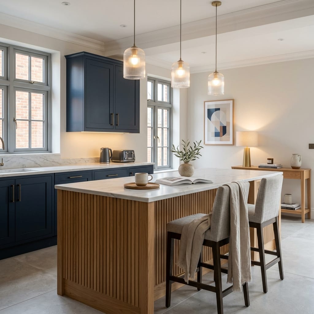 square1_800x800-438 Bespoke kitchen island detail, timber veneer slab-door cabinetry with quality joinery