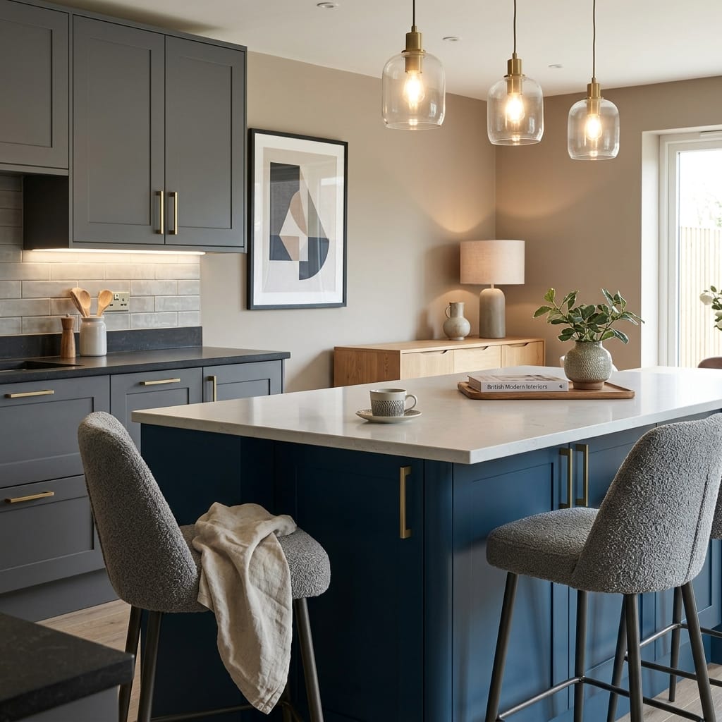 square1_800x800-439 Bespoke kitchen island detail, matt painted handleless slab cabinetry with quality joinery