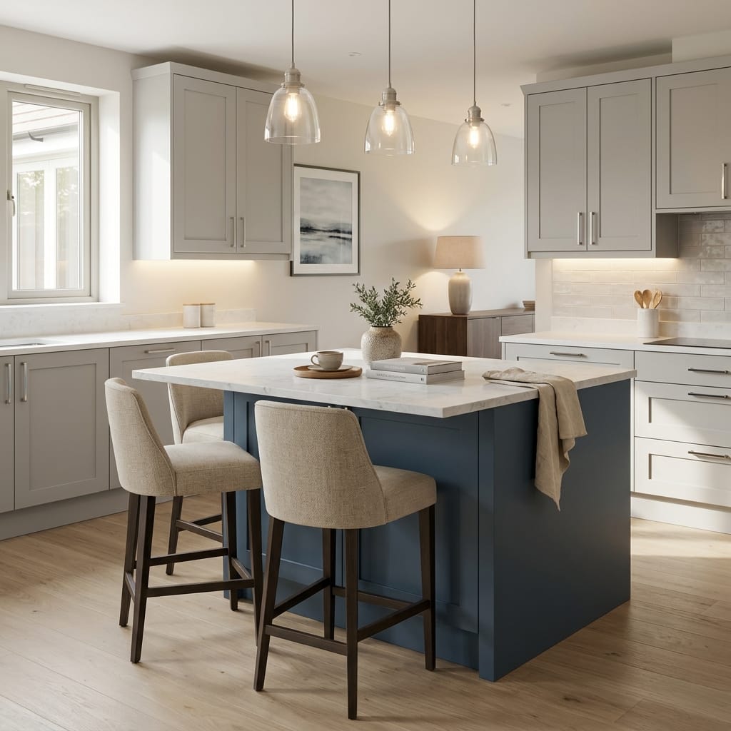 square1_800x800-453 Bespoke kitchen island detail, contemporary painted lay-on cabinetry with quality joinery