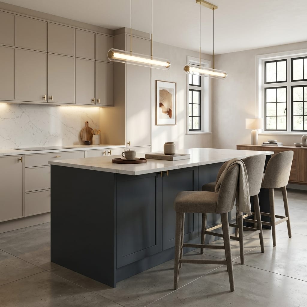 square1_800x800-455 Bespoke kitchen island detail, timber veneer slab-door cabinetry with quality joinery