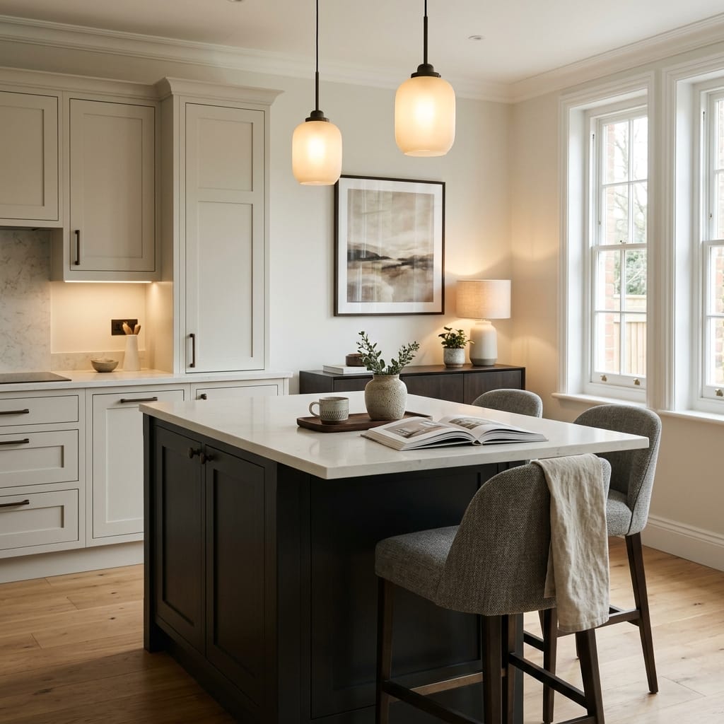 square1_800x800-456 Bespoke kitchen island detail, modern shaker cabinetry with quality joinery