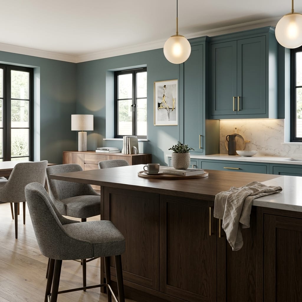 square1_800x800-461 Bespoke kitchen island detail, timber veneer slab-door cabinetry with quality joinery