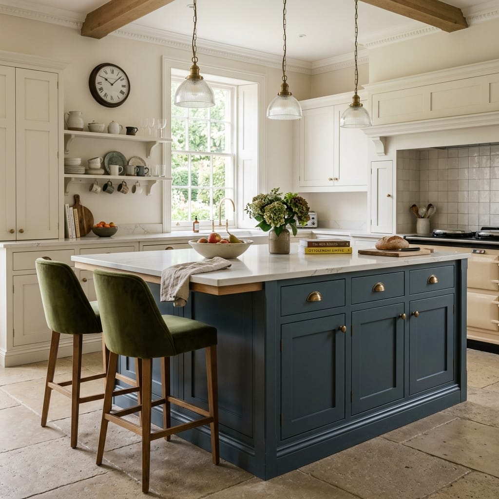 Bespoke kitchen cabinetry detail, painted lay-on shaker cabinetry with quality joinery