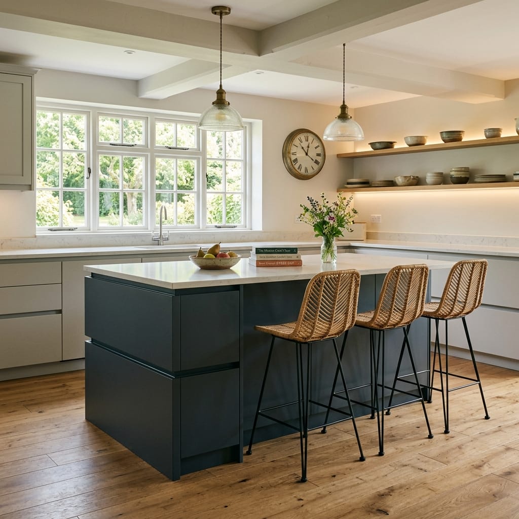 square1_800x800-64 Bespoke kitchen cabinetry detail, matt painted handleless slab cabinetry with quality joinery