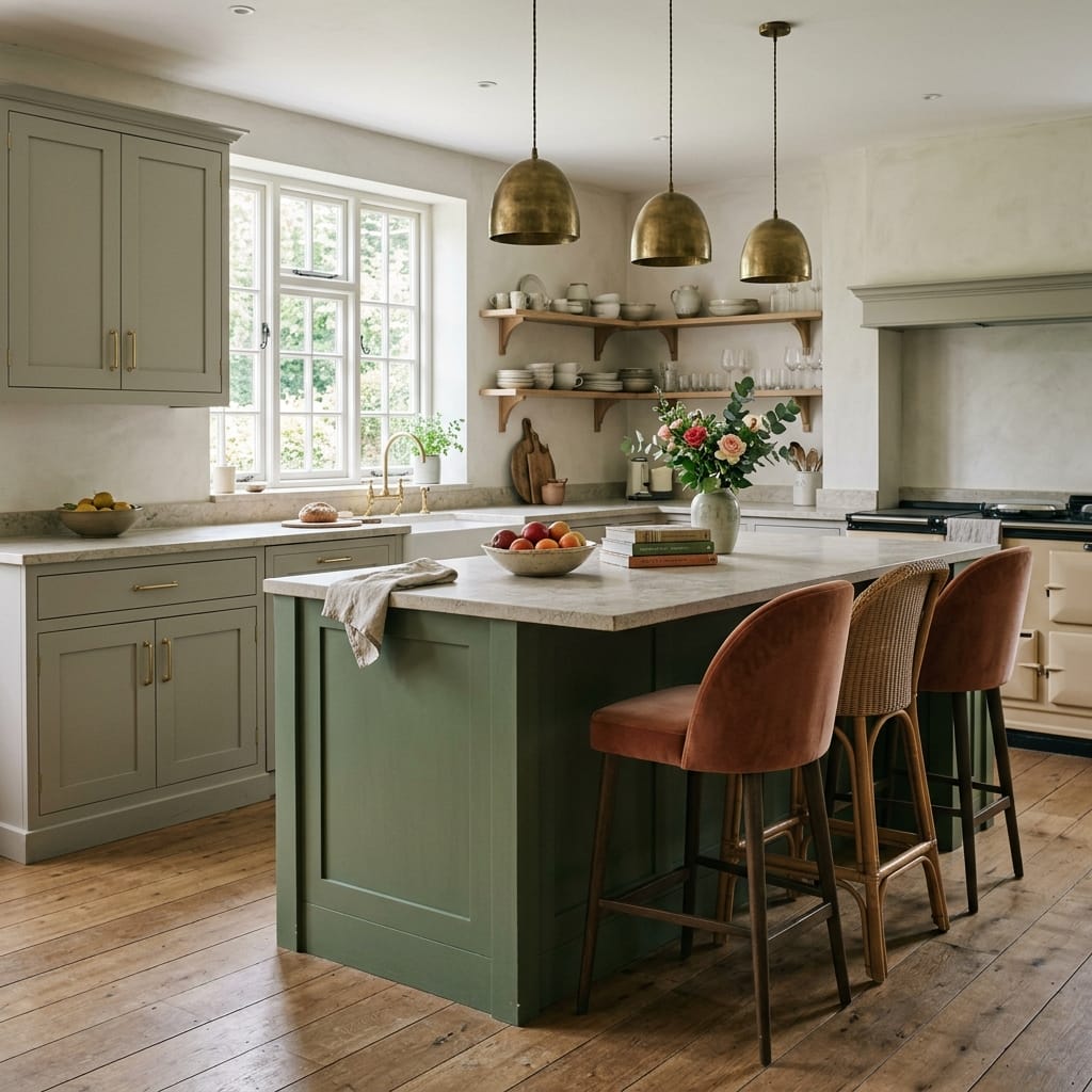 square1_800x800-79 sage green island with marble worktop and brass pendant lights