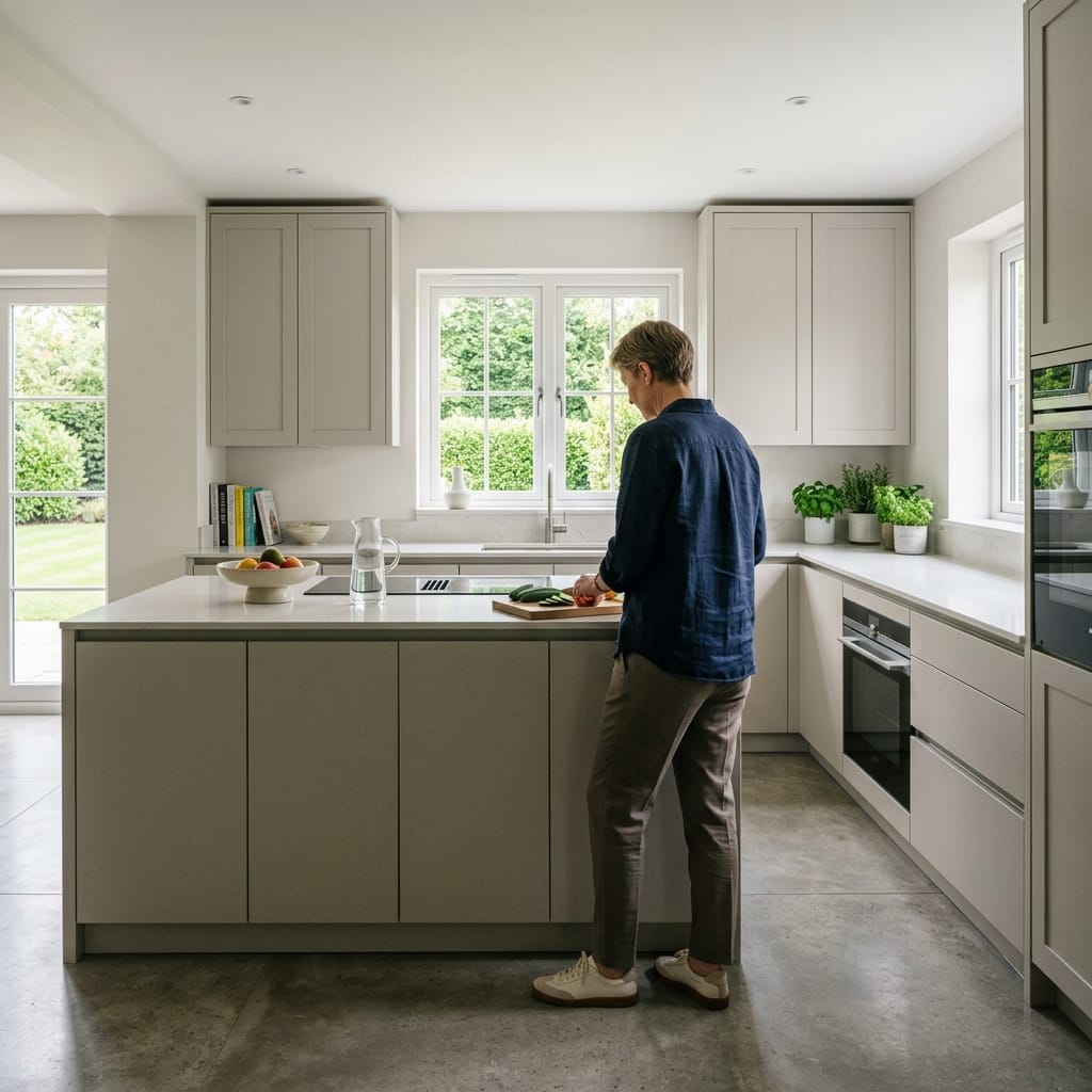 Bespoke kitchen designed for a Knutsford home, quality materials and considered layout