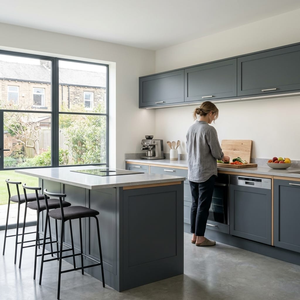 Bespoke kitchen designed for a Padiham home, quality materials and considered layout