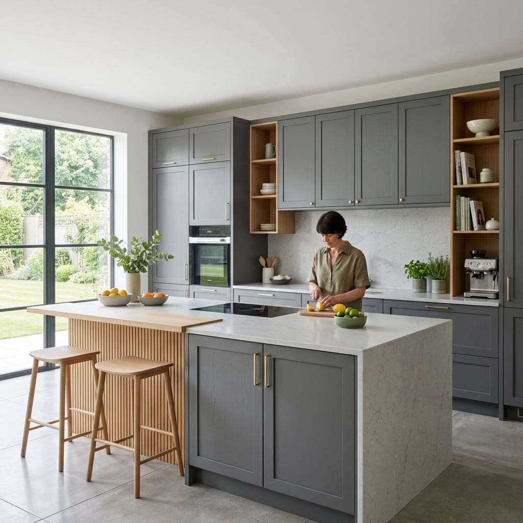 Bespoke kitchen designed for a Malpas home, quality materials and considered layout