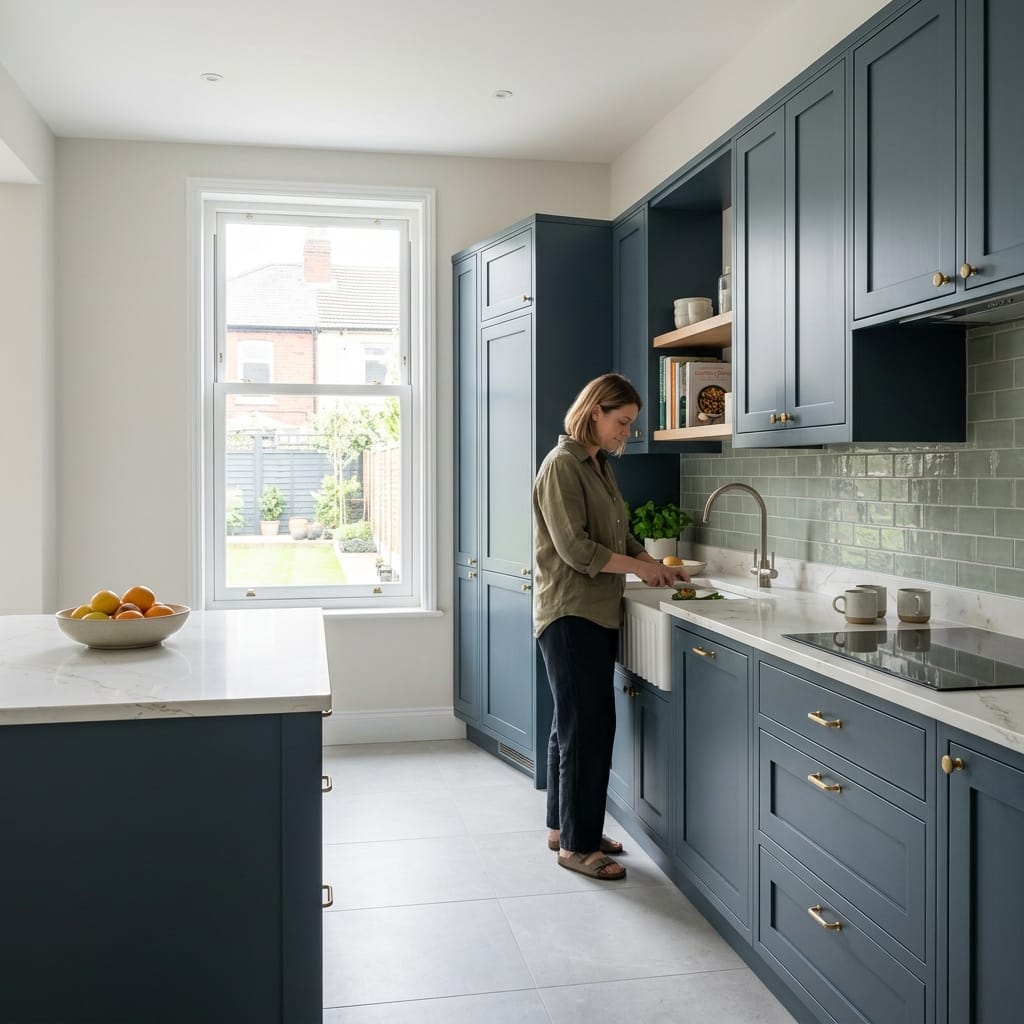 Bespoke kitchen designed for a Bury home, quality materials and considered layout