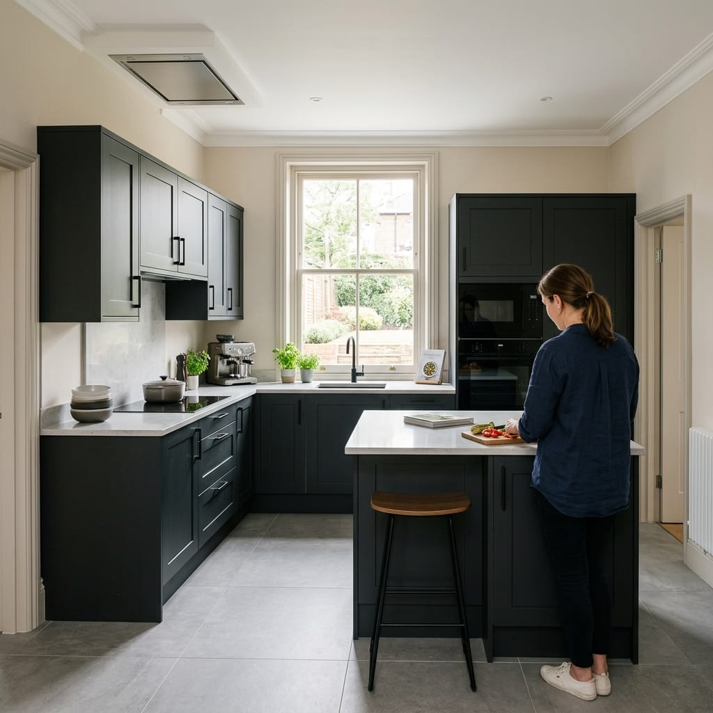 Bespoke kitchen designed for a Swinton home, quality materials and considered layout
