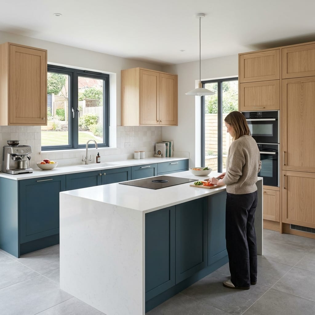 Bespoke kitchen designed for a Pudsey home, quality materials and considered layout