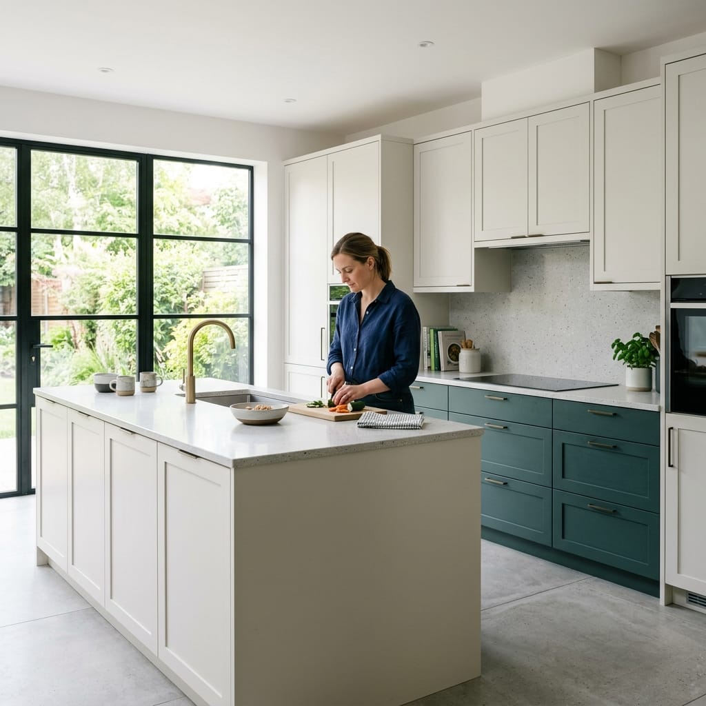 Bespoke kitchen designed for a Sheffield home, quality materials and considered layout