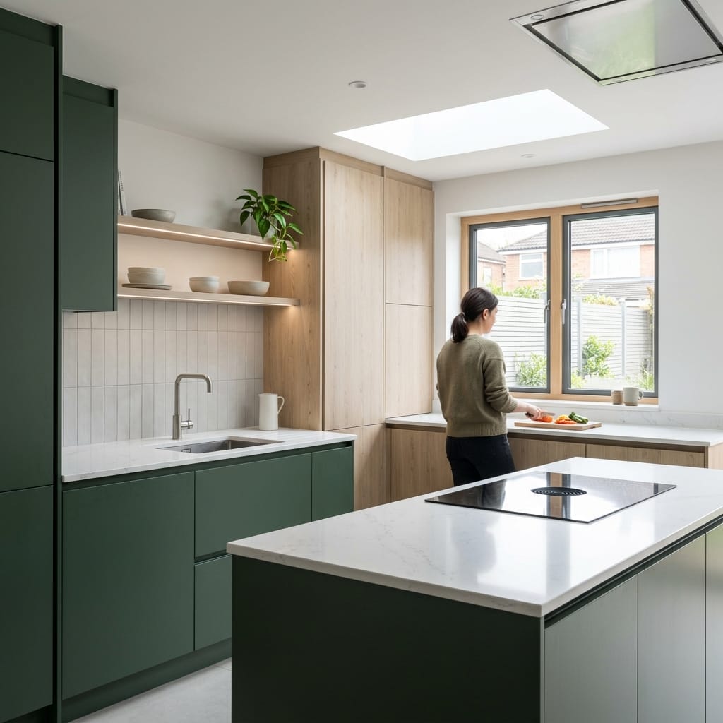 Bespoke kitchen designed for a Abbeytown home, quality materials and considered layout