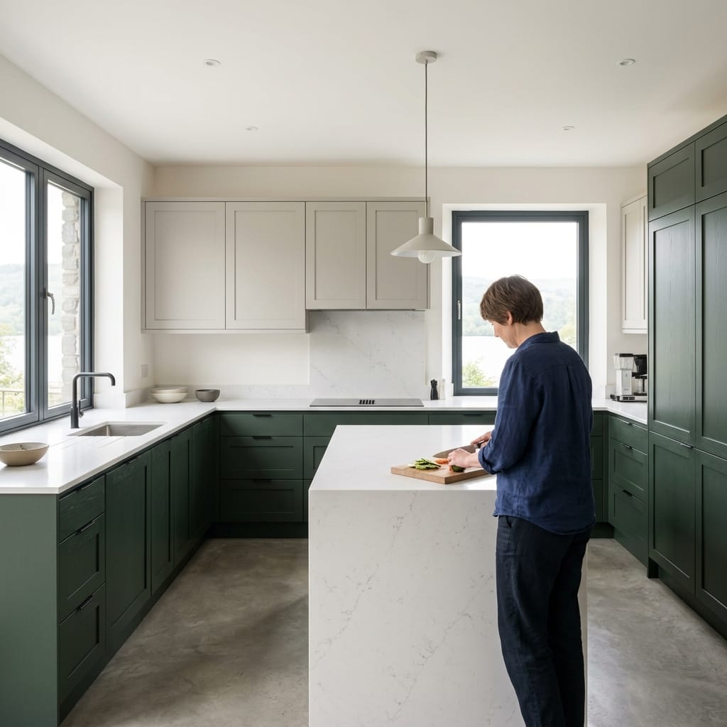 Bespoke kitchen designed for a Bowness-on-Windermere home, quality materials and considered layout