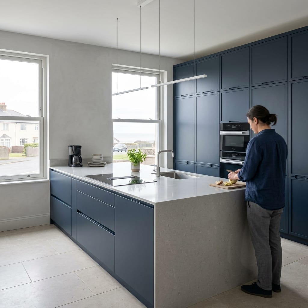 Bespoke kitchen designed for a Seascale home, quality materials and considered layout
