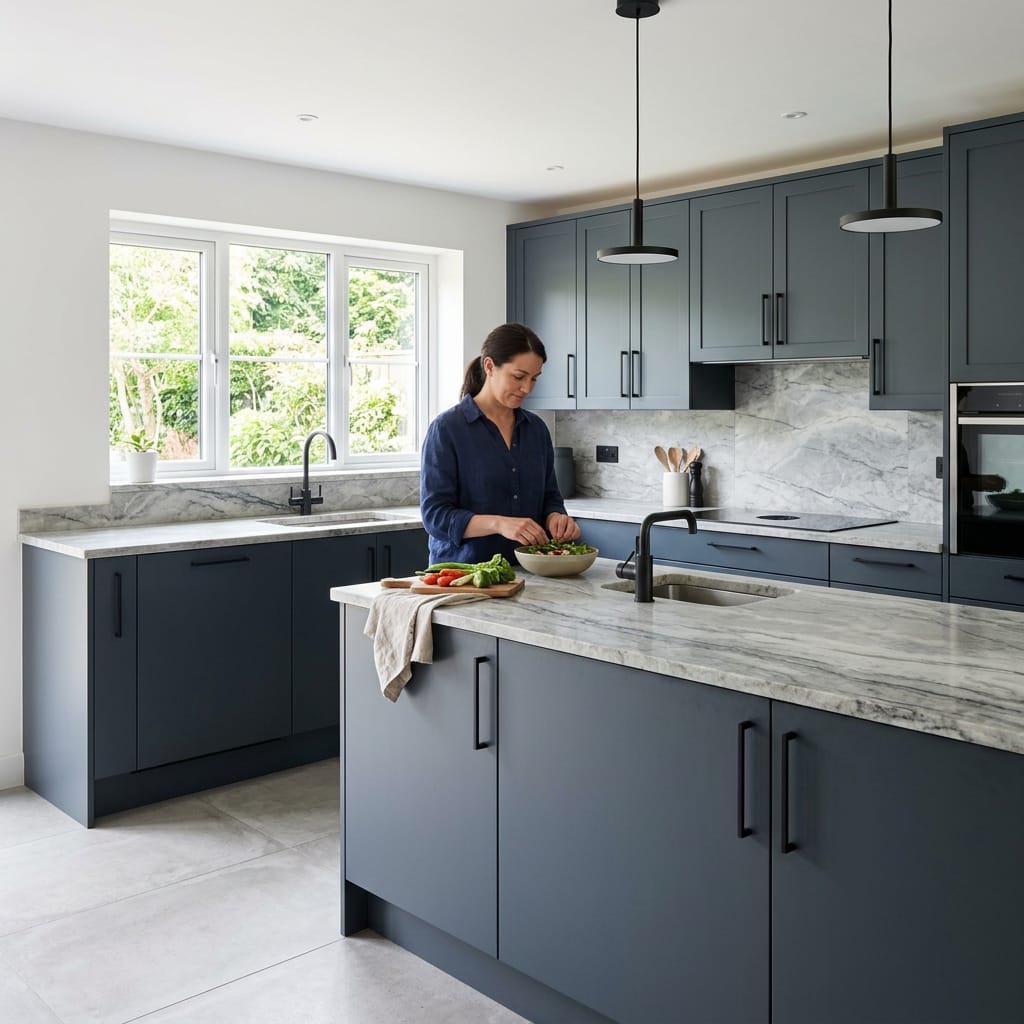 Bespoke kitchen designed for a Burton upon Trent home, quality materials and considered layout