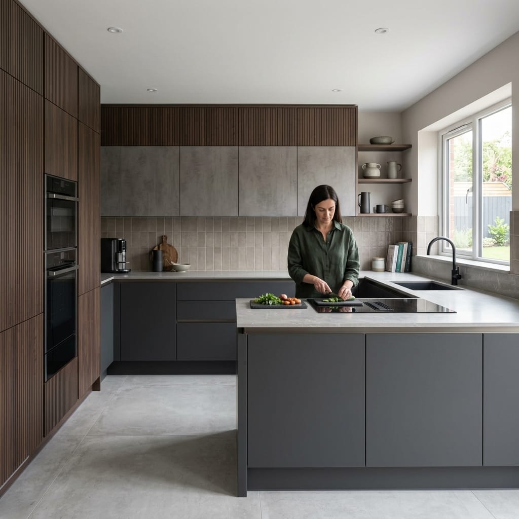 Bespoke kitchen designed for a Chase Terrace home, quality materials and considered layout