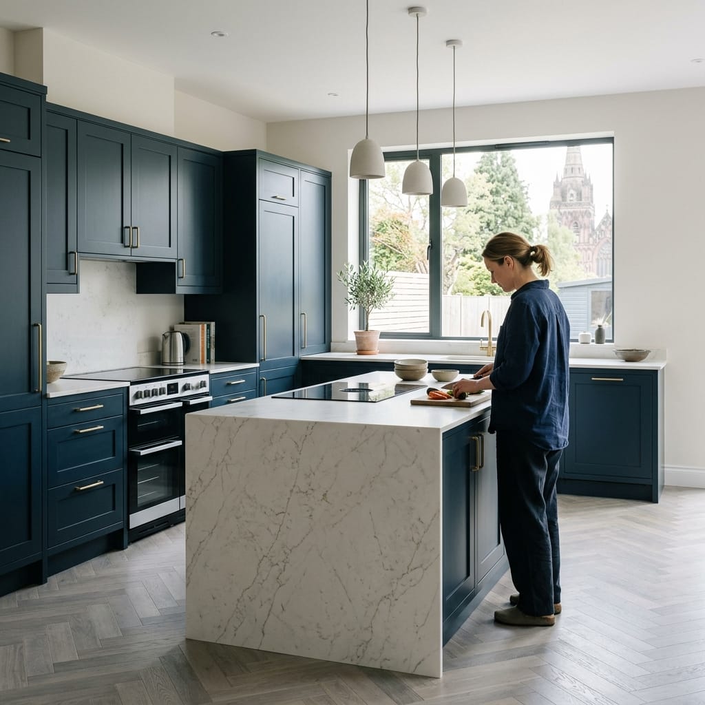 Bespoke kitchen designed for a Lichfield home, quality materials and considered layout