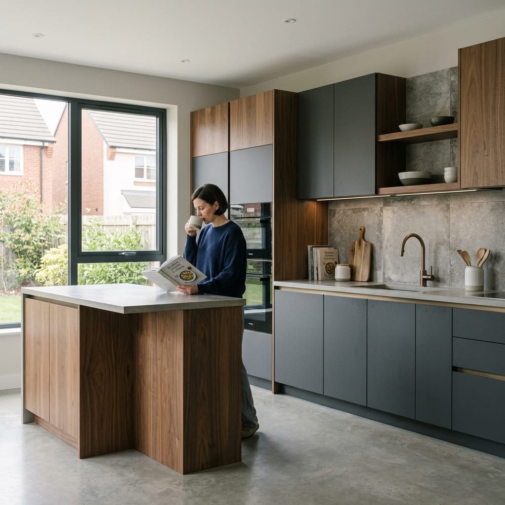Bespoke kitchen designed for a Stafford home, quality materials and considered layout