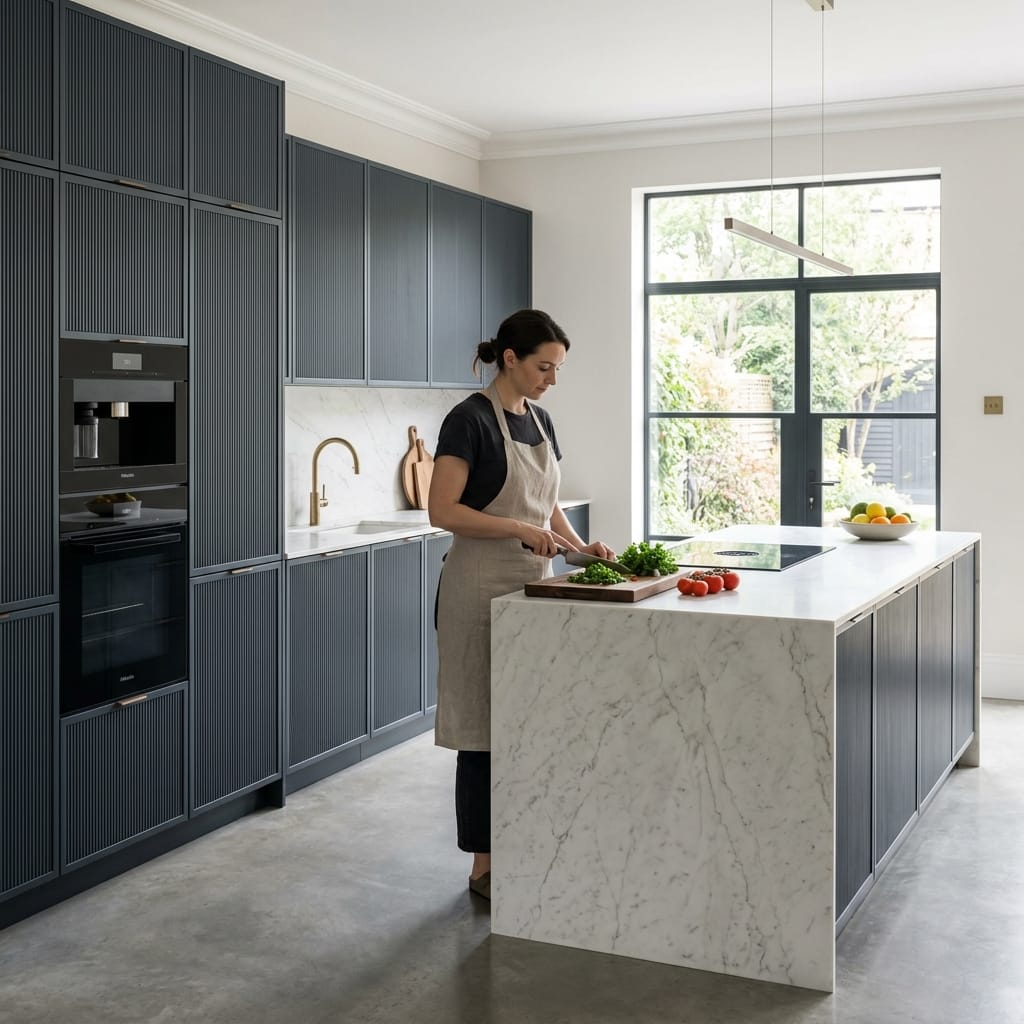 Bespoke kitchen designed for a Chesterfield home, quality materials and considered layout
