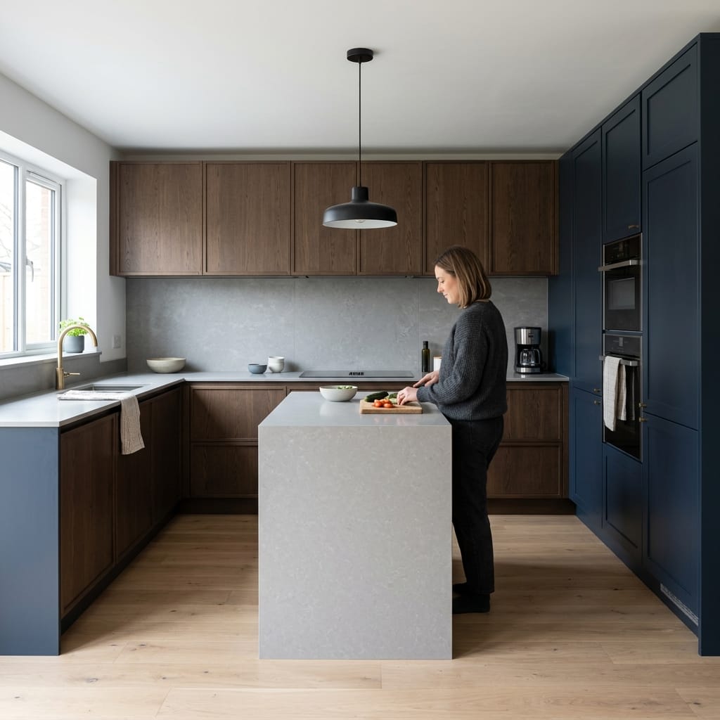 Bespoke kitchen designed for a Heanor home, quality materials and considered layout