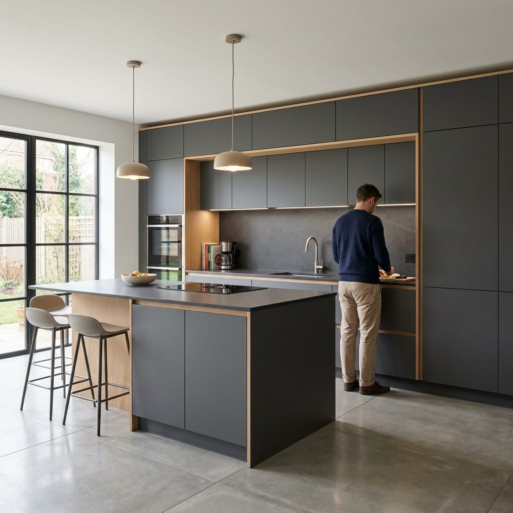 Bespoke kitchen designed for a Swadlincote home, quality materials and considered layout