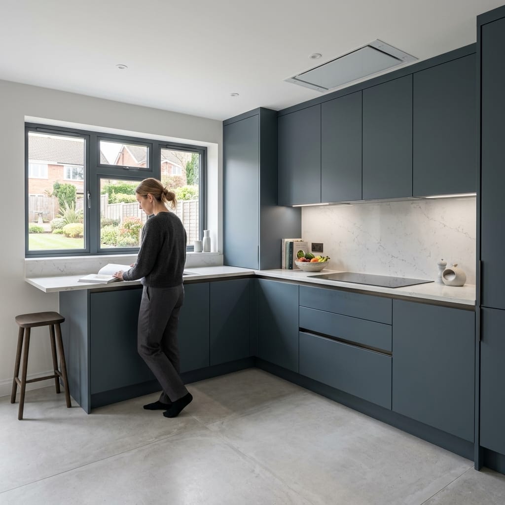 Bespoke kitchen designed for a Dudley home, quality materials and considered layout
