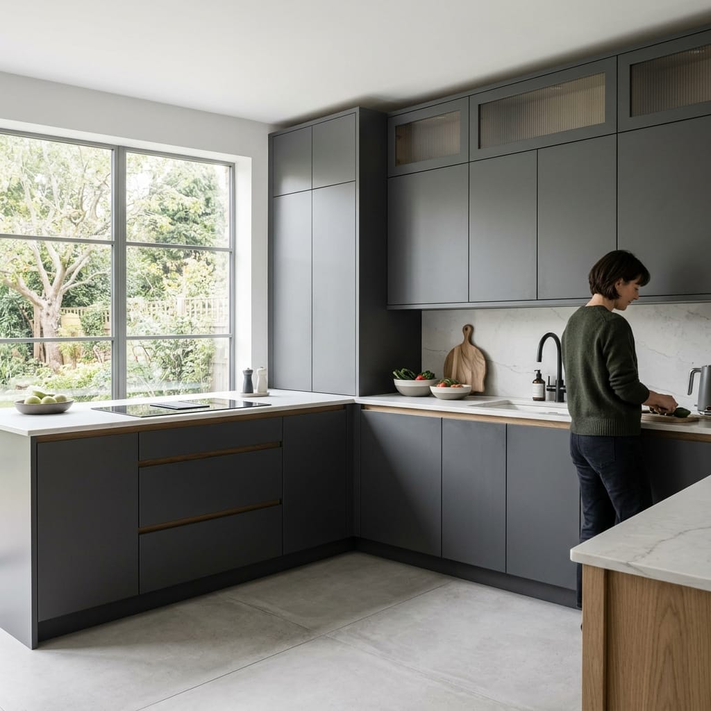 Bespoke kitchen designed for a Rowley Village home, quality materials and considered layout
