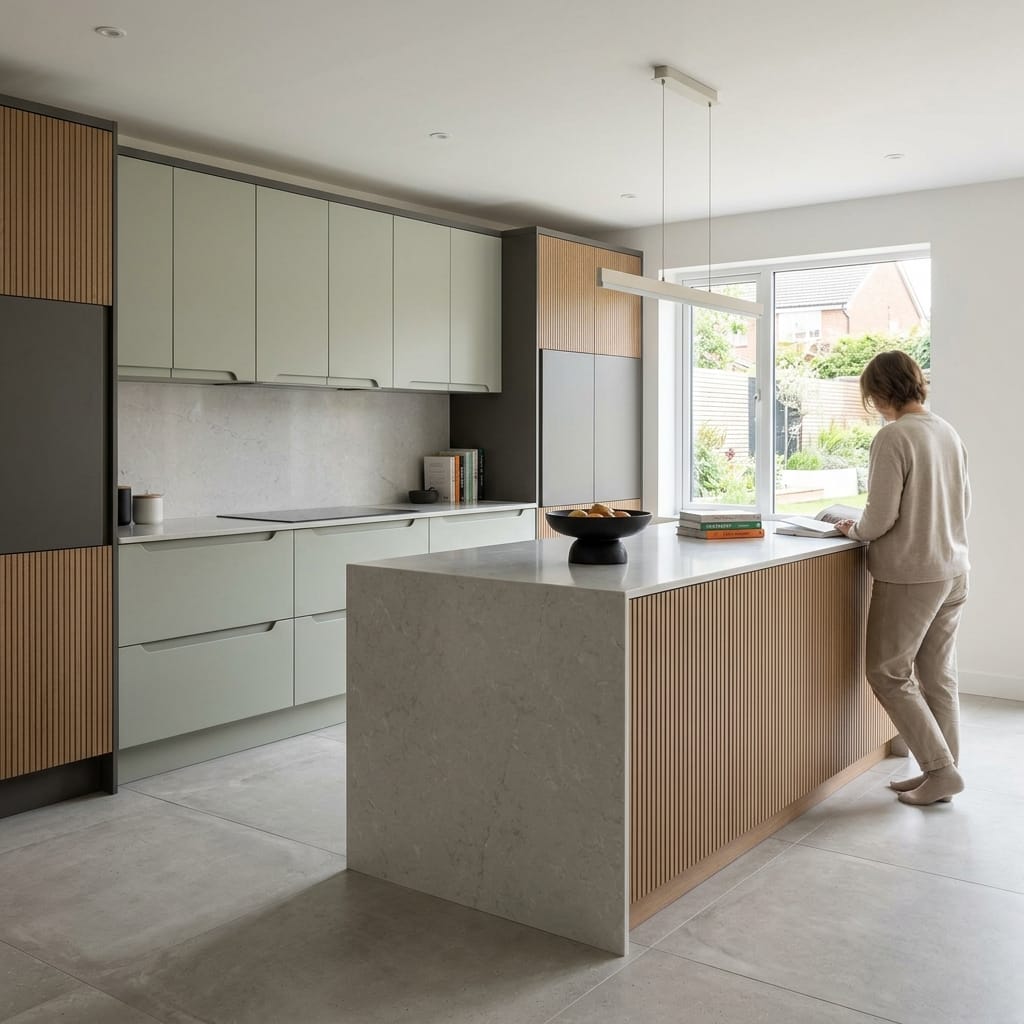 Bespoke kitchen designed for a Stourbridge home, quality materials and considered layout