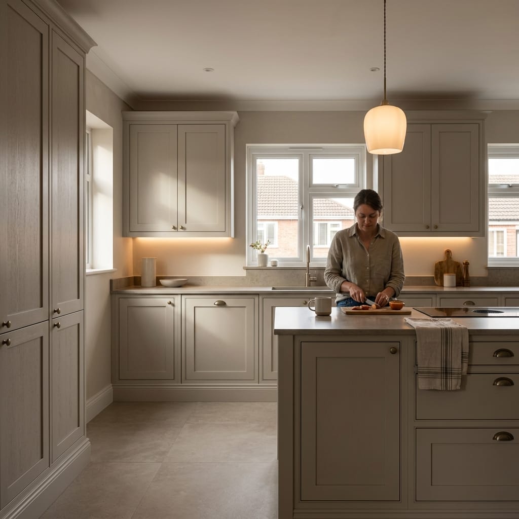 Bespoke kitchen designed for a Wolverhampton home, quality materials and considered layout