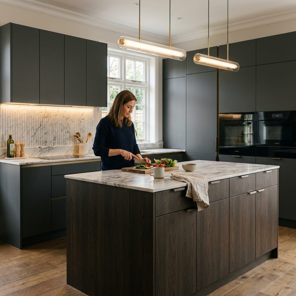 Bespoke kitchen designed for a Alvecote home, quality materials and considered layout