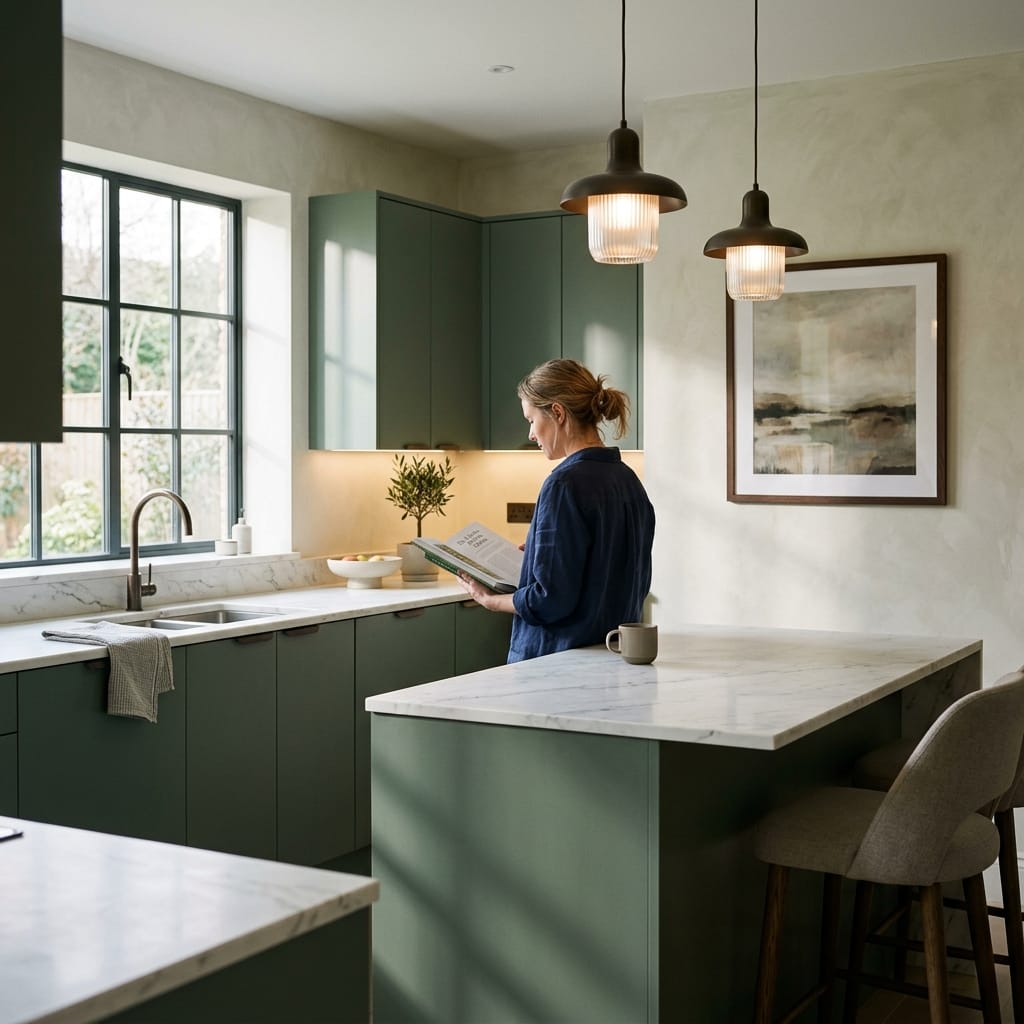 Bespoke kitchen designed for a Astley Cross home, quality materials and considered layout