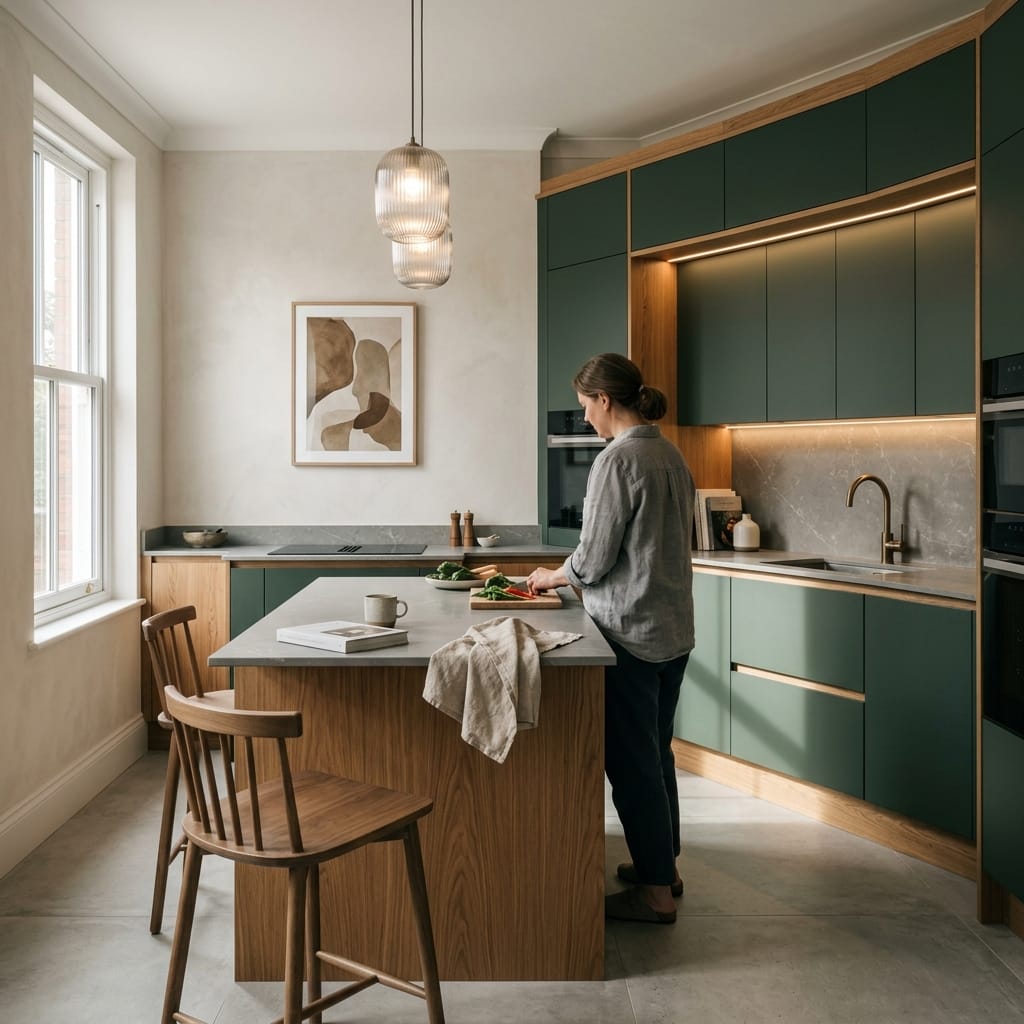 Bespoke kitchen designed for a Kidderminster home, quality materials and considered layout