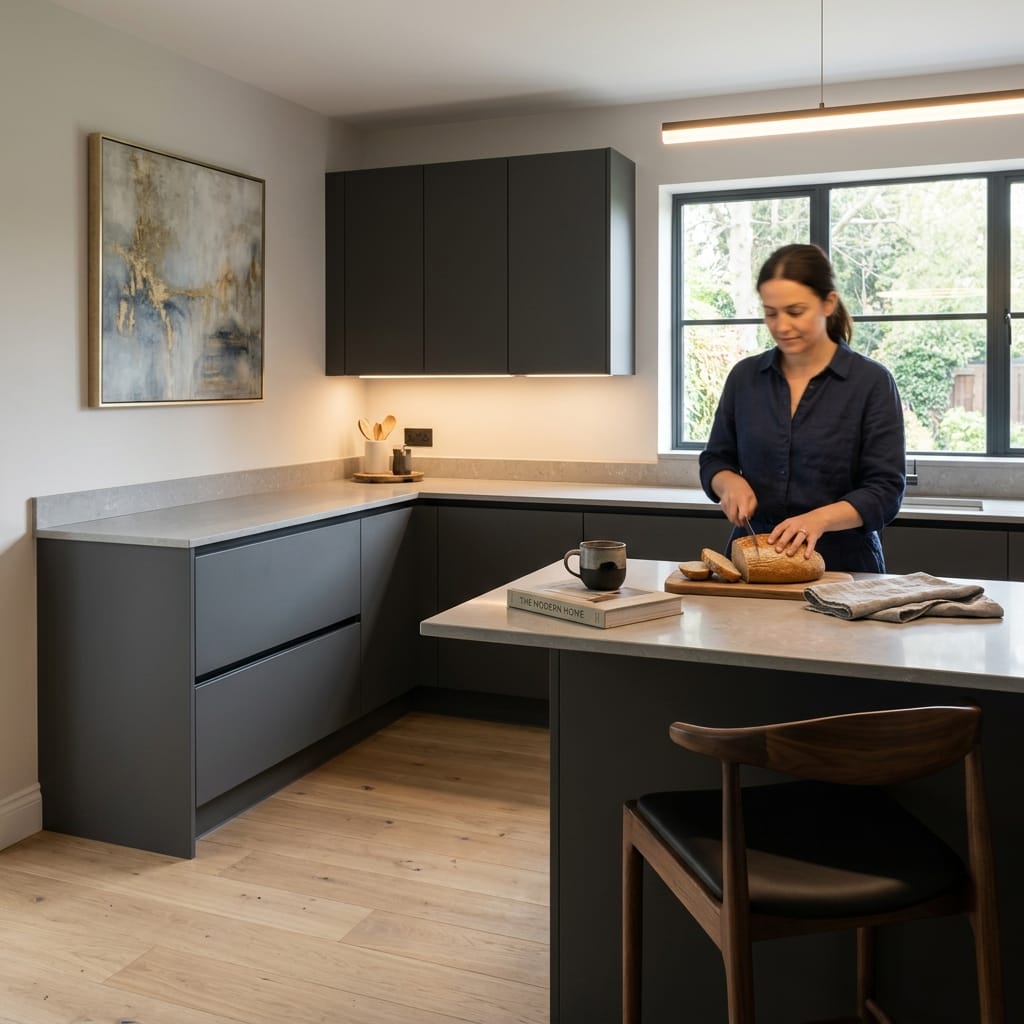 Bespoke kitchen designed for a Upper Catshill home, quality materials and considered layout