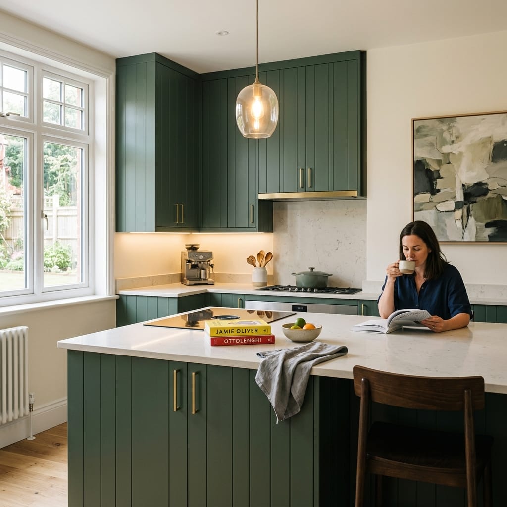 Bespoke kitchen designed for a Worcester home, quality materials and considered layout