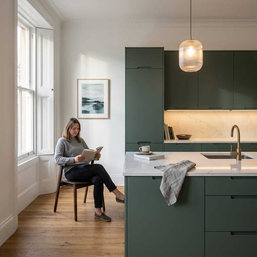 Bespoke kitchen designed for a Carlton home, quality materials and considered layout
