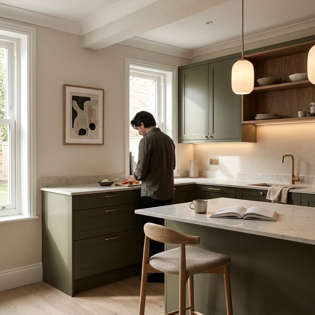 Bespoke kitchen designed for a East Retford home, quality materials and considered layout
