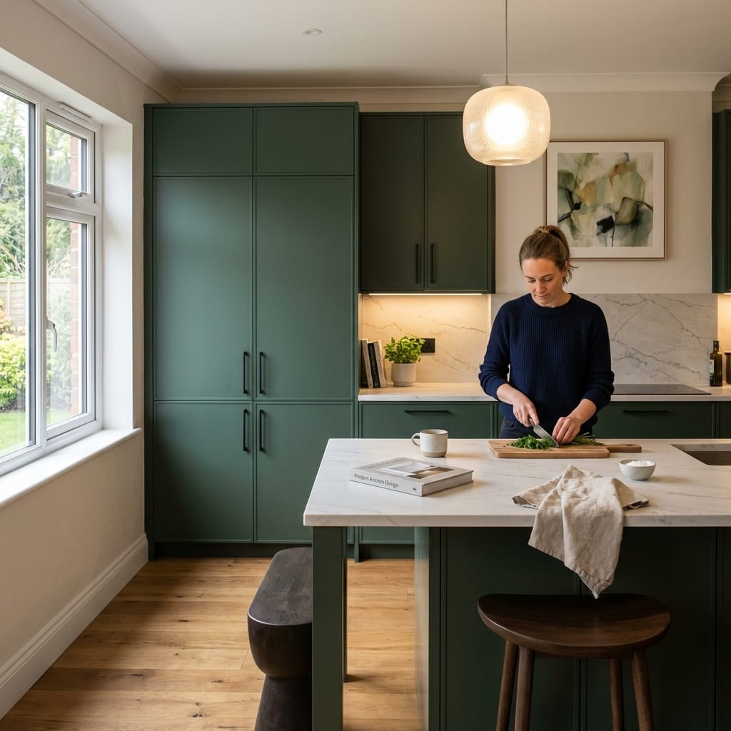 Bespoke kitchen designed for a Mansfield home, quality materials and considered layout