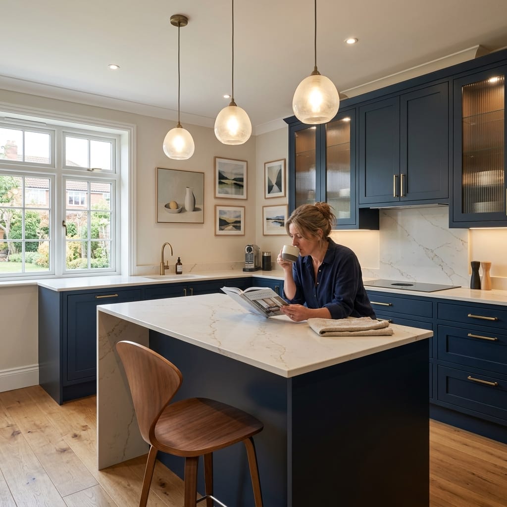 Bespoke kitchen designed for a Newark on Trent home, quality materials and considered layout