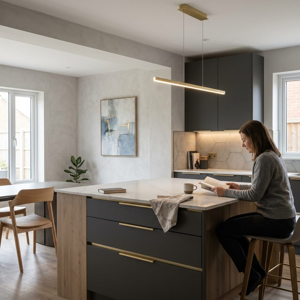 Bespoke kitchen designed for a Selston home, quality materials and considered layout
