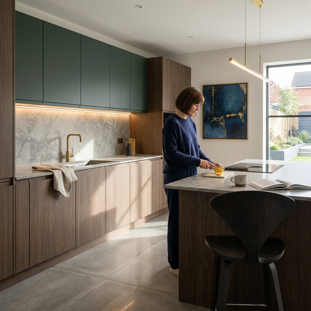 Bespoke kitchen designed for a Ashby-de-la-zouch home, quality materials and considered layout
