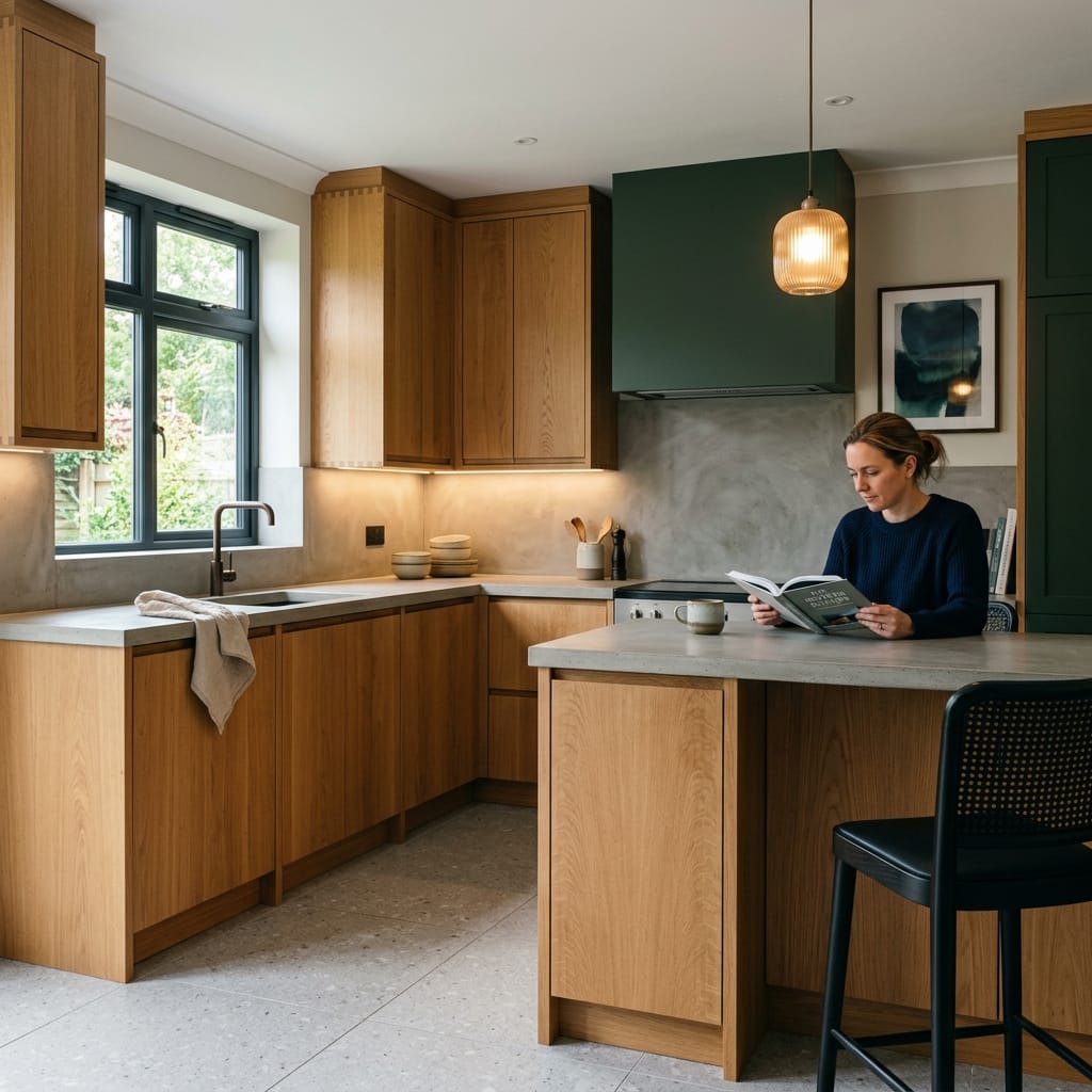 Bespoke kitchen designed for a Coalville home, quality materials and considered layout