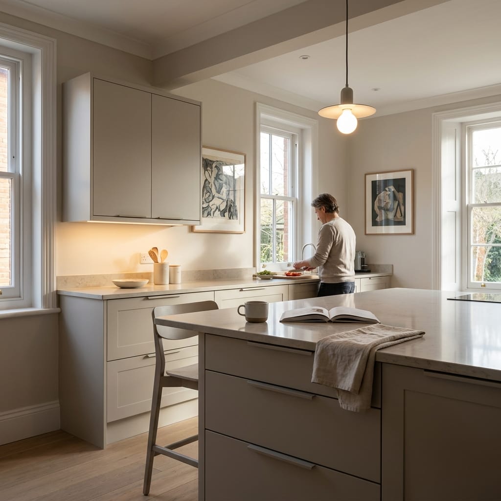 Bespoke kitchen designed for a Melton Mowbray home, quality materials and considered layout