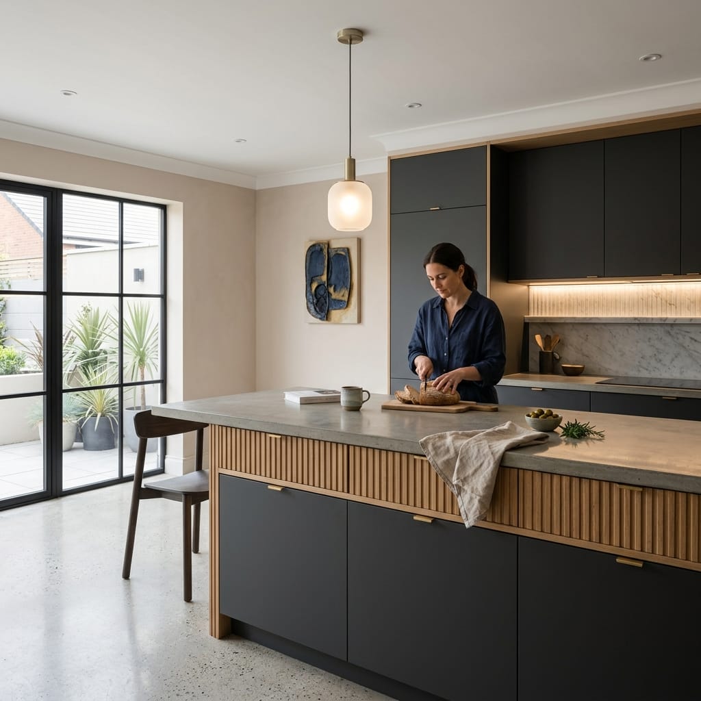 Bespoke kitchen designed for a Dawley home, quality materials and considered layout