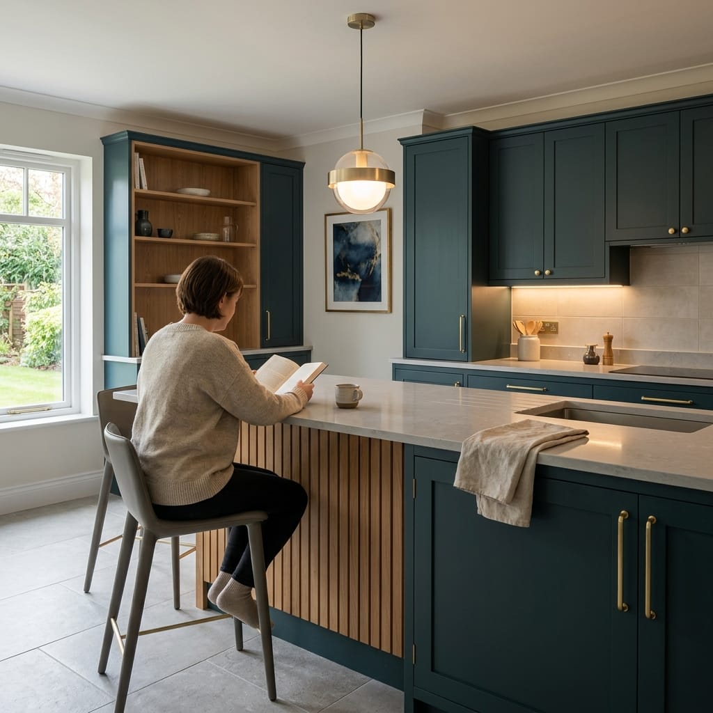 Bespoke kitchen designed for a Hadley home, quality materials and considered layout