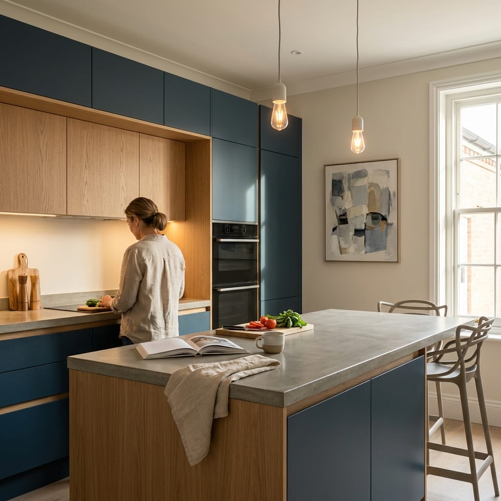 Bespoke kitchen designed for a Lilleshall home, quality materials and considered layout