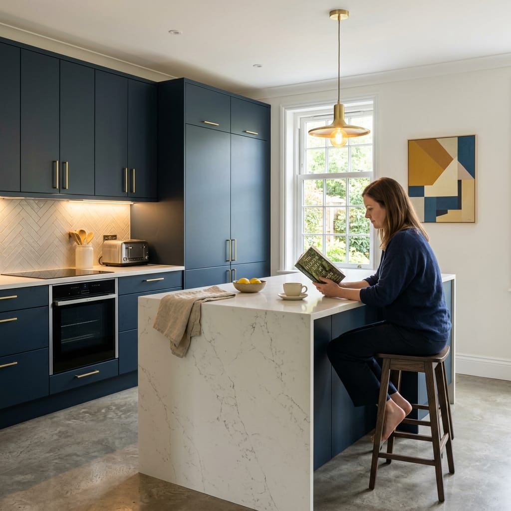 Bespoke kitchen designed for a Shrewsbury home, quality materials and considered layout